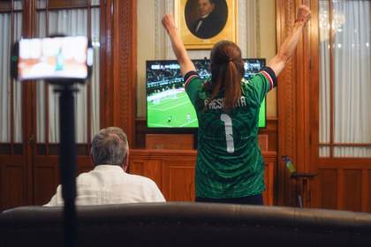 Sheinbaum celebra triunfo de México contra Corea del Sur en Palacio Nacional