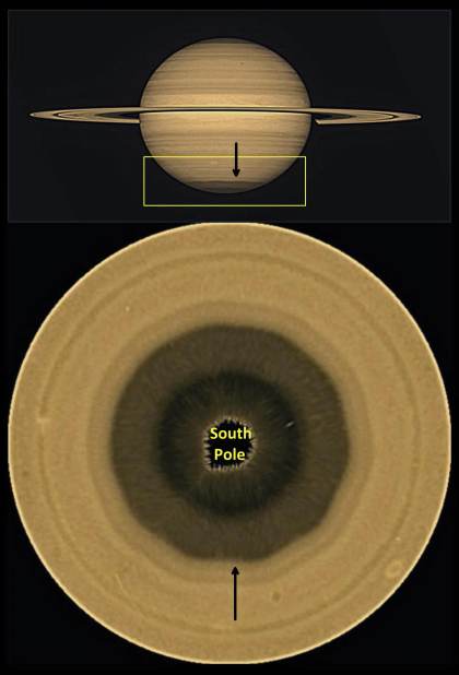 Descubren una estructura en forma de decágono en las nubes de Saturno