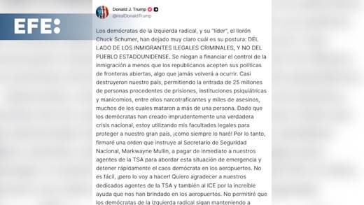 Trump ordena pagar a agentes de seguridad ante emergencia nacional en aeropuertos