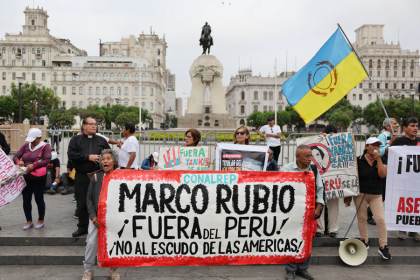 Colectivos de izquierda protestan en Lima contra la visita de Marco Rubio a Perú
