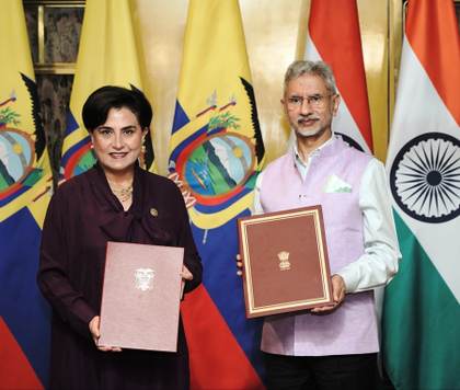 La canciller de Ecuador inicia en India la cita bilateral de más alto nivel en su historia