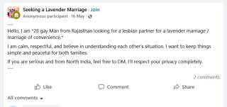 "Hombre gay busca mujer lesbiana para un matrimonio de conveniencia en la India"