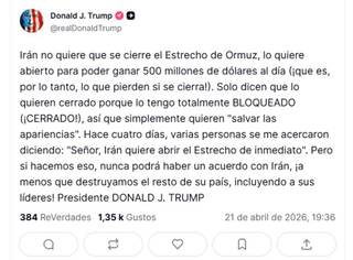 Trump dice que el bloqueo naval contra Irán es necesario para alcanzar un acuerdo