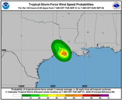 La tormenta tropical Edouard toca tierra en Luisiana, en el sur de Estados Unidos