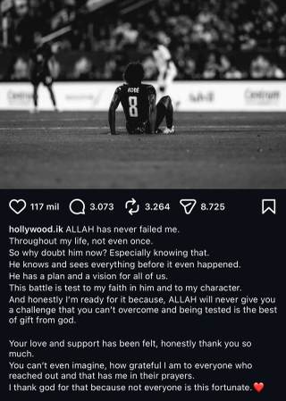 El canadiense Ismaël Koné agradece muestras de apoyo de sus compañeros y de la afición