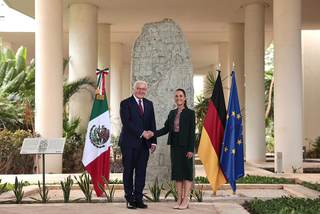 Sheinbaum recibe al presidente alemán en Cancún para tratar inversión y comercio