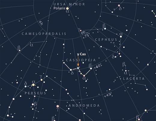 Desvelada la fuente de los misteriosos rayos X de la estrella gamma Cas de Casiopea