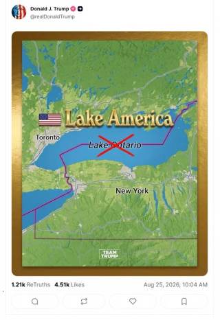 Trump amaga con llamar "Lago América" a un lago que bordea Canadá en pleno pulso comercial