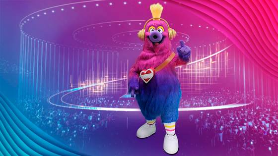 Auri, una criatura peluda y colorida, la mascota del Festival Eurovisión de 2026 en Viena