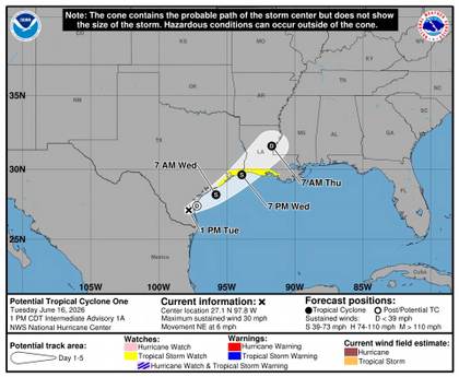 EEUU prevé la primera tormenta tropical del Atlántico en Texas con inundaciones