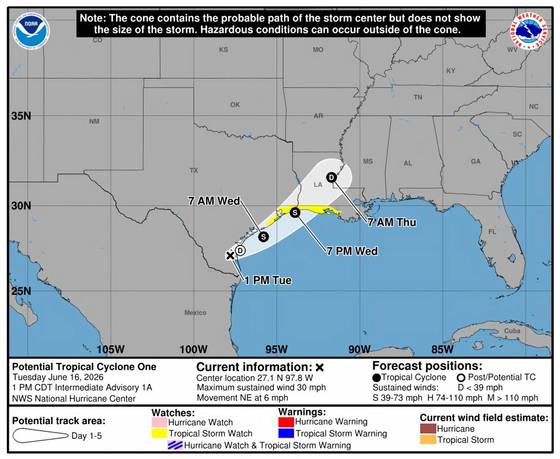 EEUU prevé la primera tormenta tropical del Atlántico en Texas con inundaciones