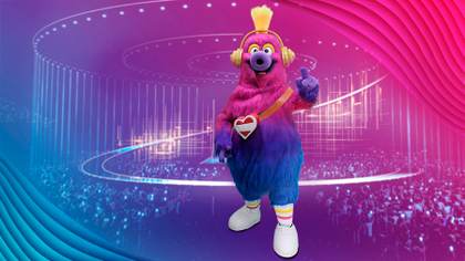 Auri, una criatura peluda y colorida, la mascota del Festival Eurovisión de 2026 en Viena
