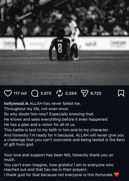 El canadiense Ismaël Koné agradece muestras de apoyo de sus compañeros y de la afición