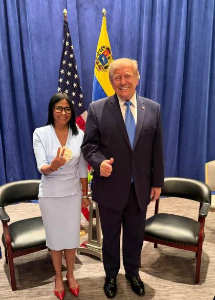 Donald Trump y Delcy Rodríguez se reúnen por primera vez en Nueva York