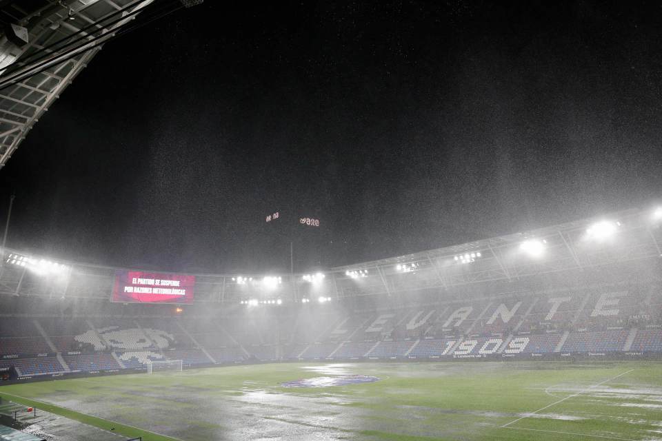 Aplazado el Levante-Athletic Club por las fuertes lluvias